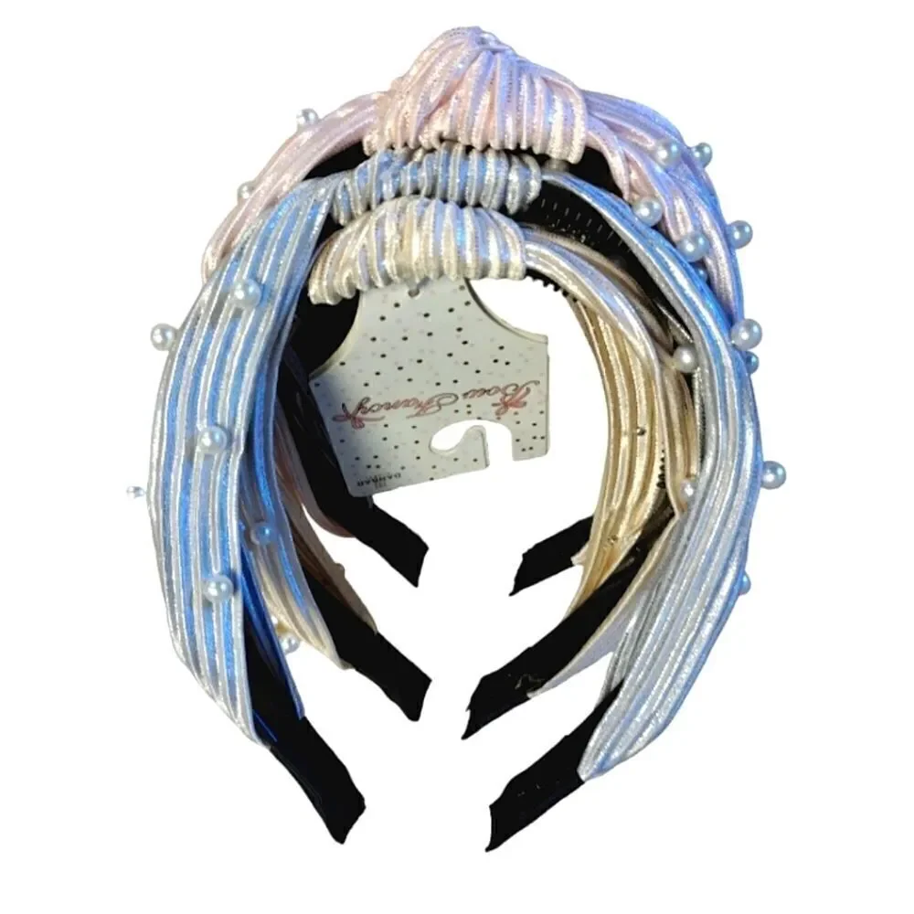 Bow‎ Fancy 3 Top Knot Pastel Metallic Embellished Coquette Headbands Set NWT